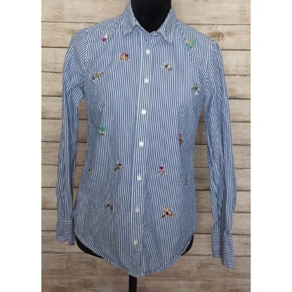J Crew Button Down With Dragonfly Jewel Detail